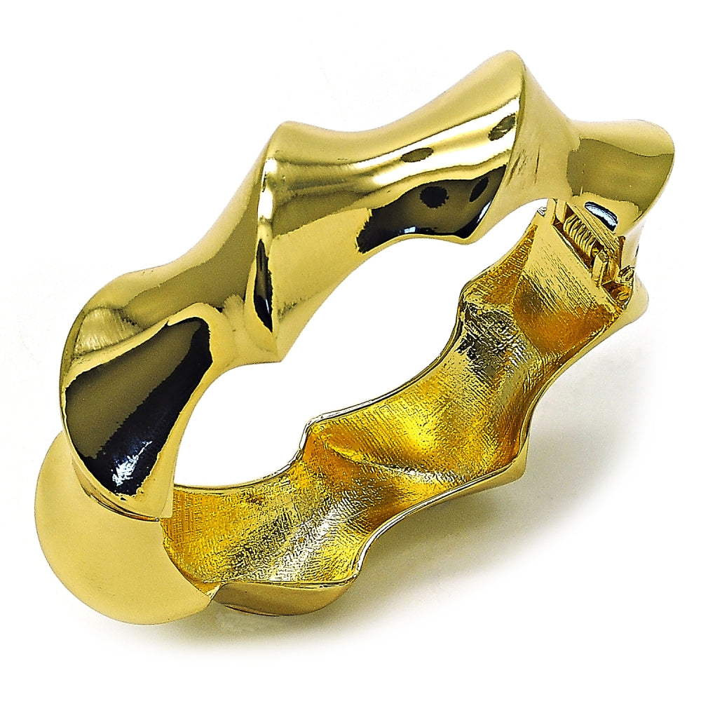 Oro Laminado Individual Bangle, Gold Filled Style Twist Design, Polished, Golden Finish