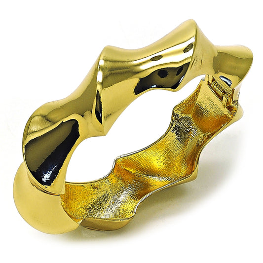 Oro Laminado Individual Bangle, Gold Filled Style Twist Design, Polished, Golden Finish