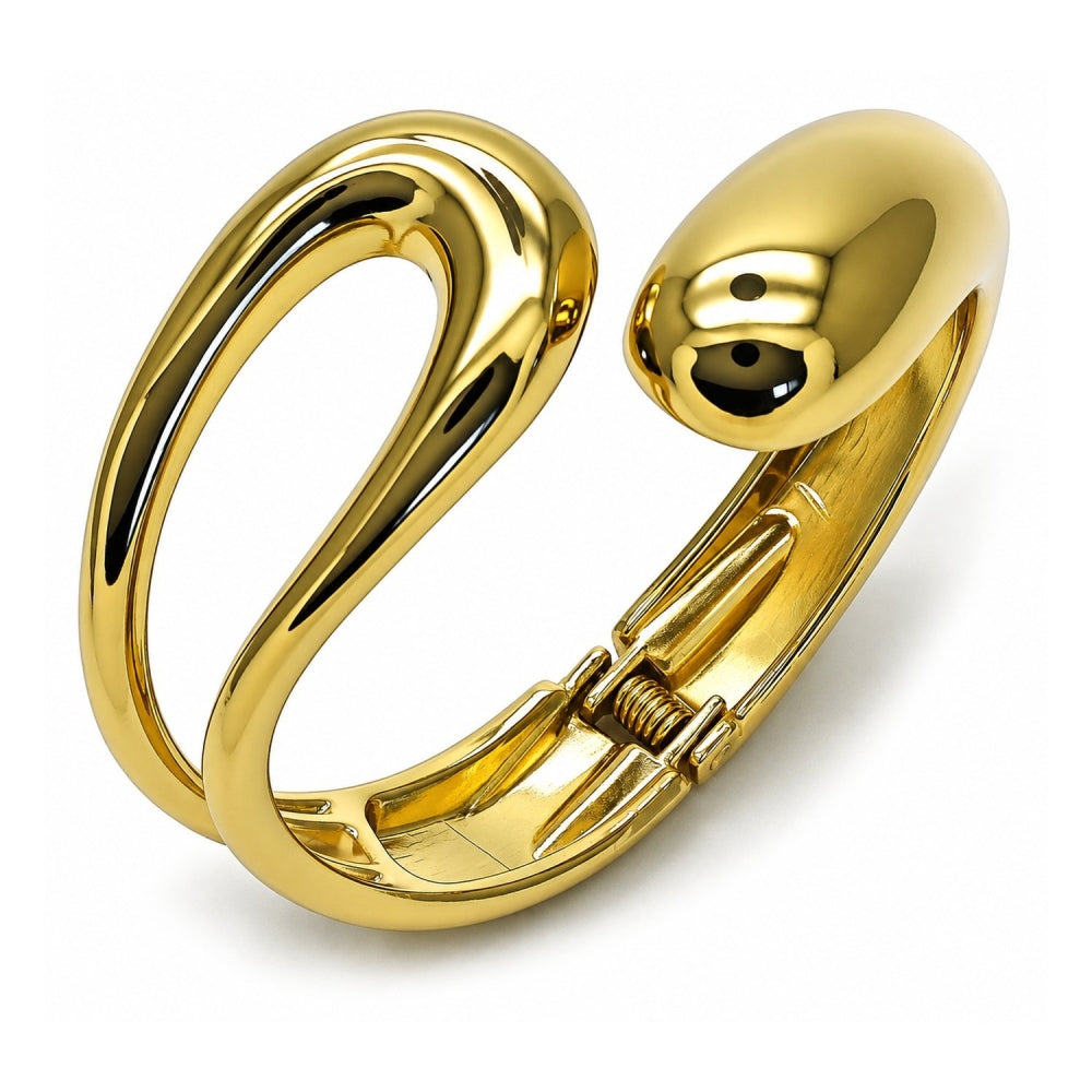 Oro Laminado Individual Bangle, Gold Filled Style Teardrop Design, Polished, Golden Finish
