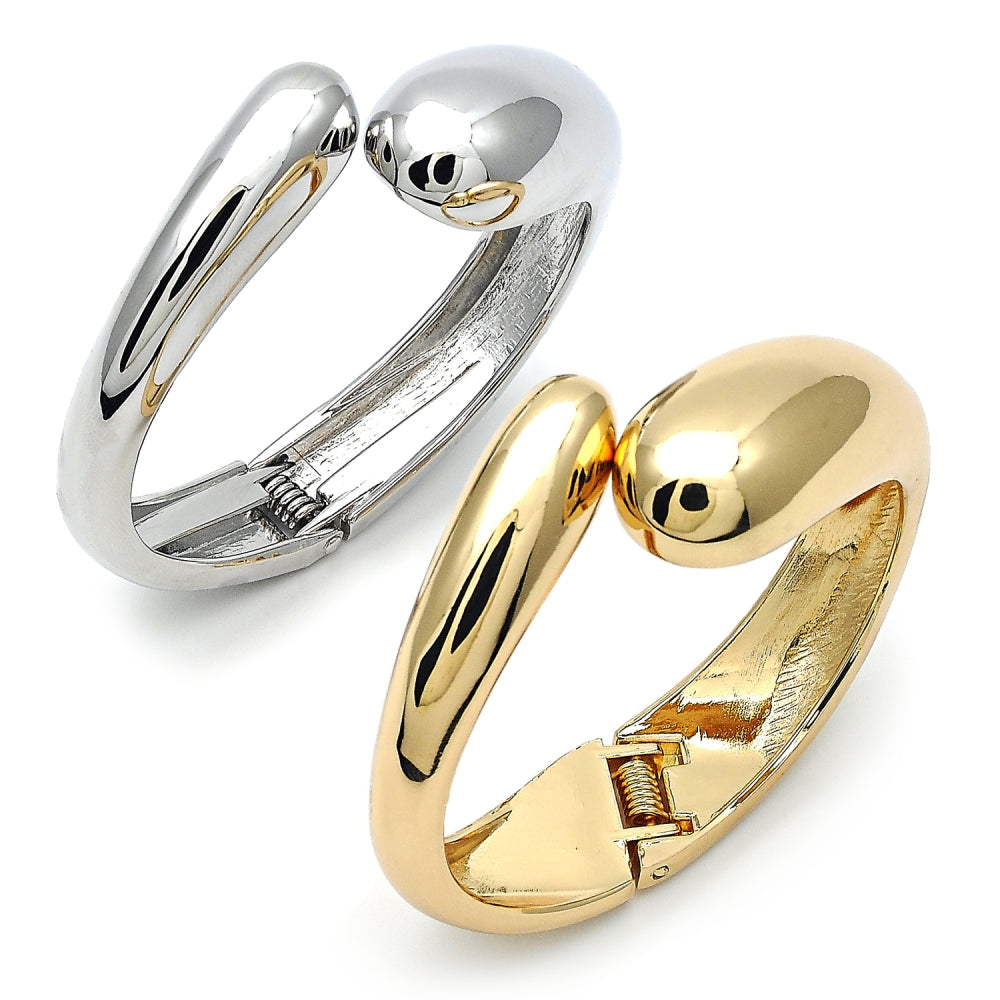 Oro Laminado Individual Bangle, Gold Filled Style Teardrop Design, Polished, Golden Finish