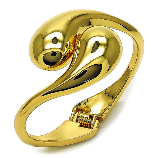 Oro Laminado Individual Bangle, Gold Filled Style Teardrop Design, Polished, Golden Finish
