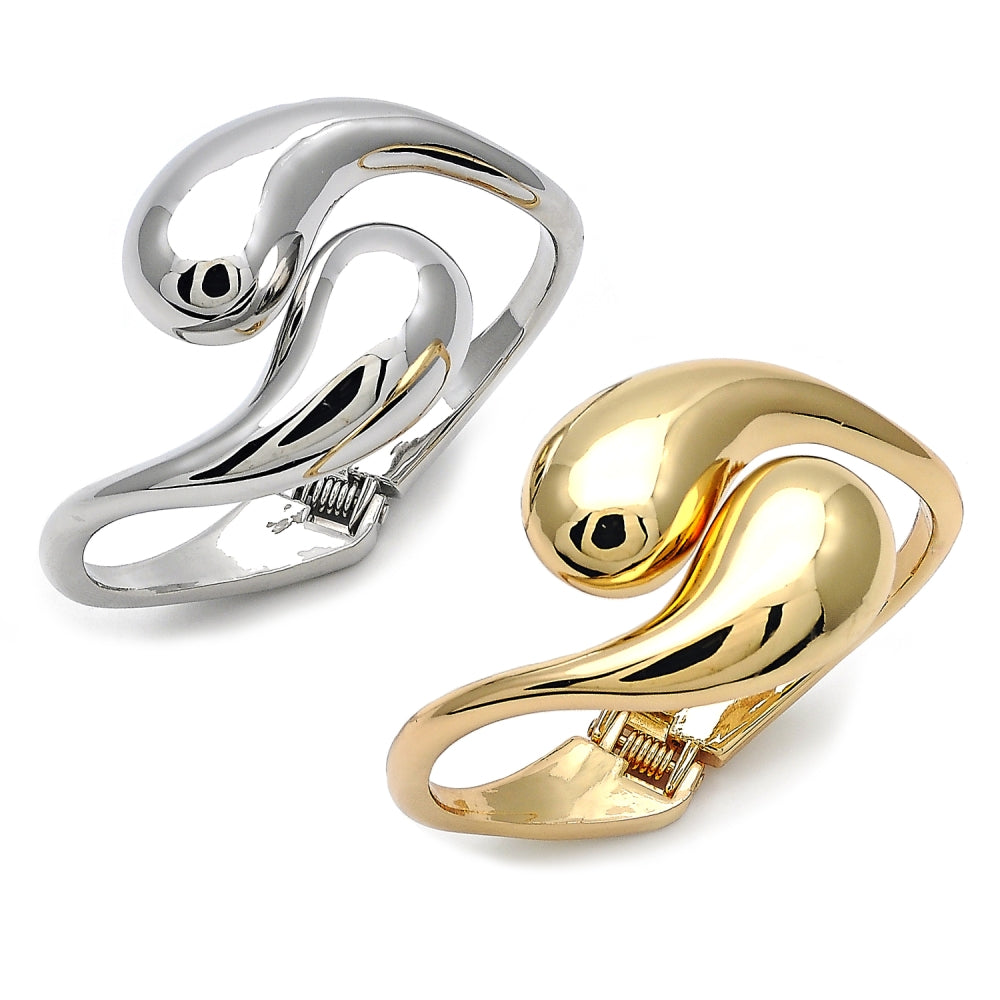 Oro Laminado Individual Bangle, Gold Filled Style Teardrop Design, Polished, Golden Finish