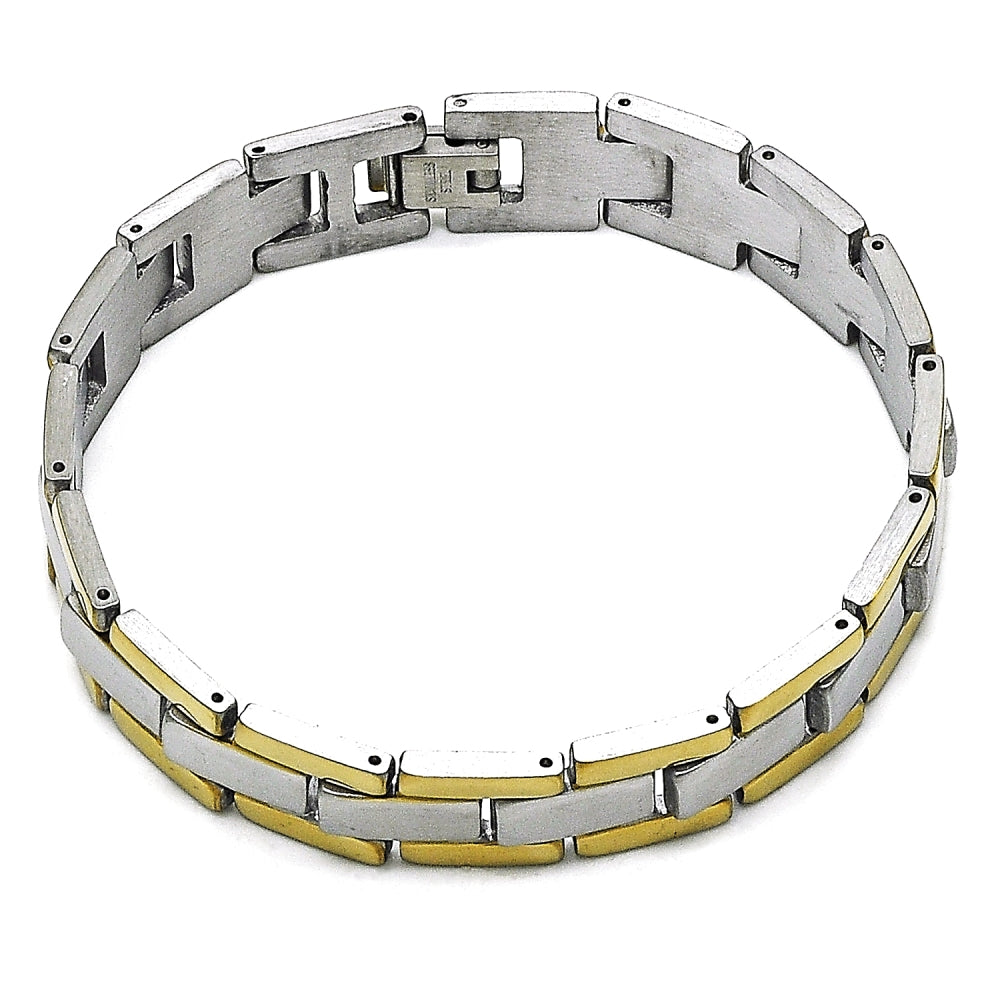 Stainless Steel Solid Bracelet, Polished, Two Tone