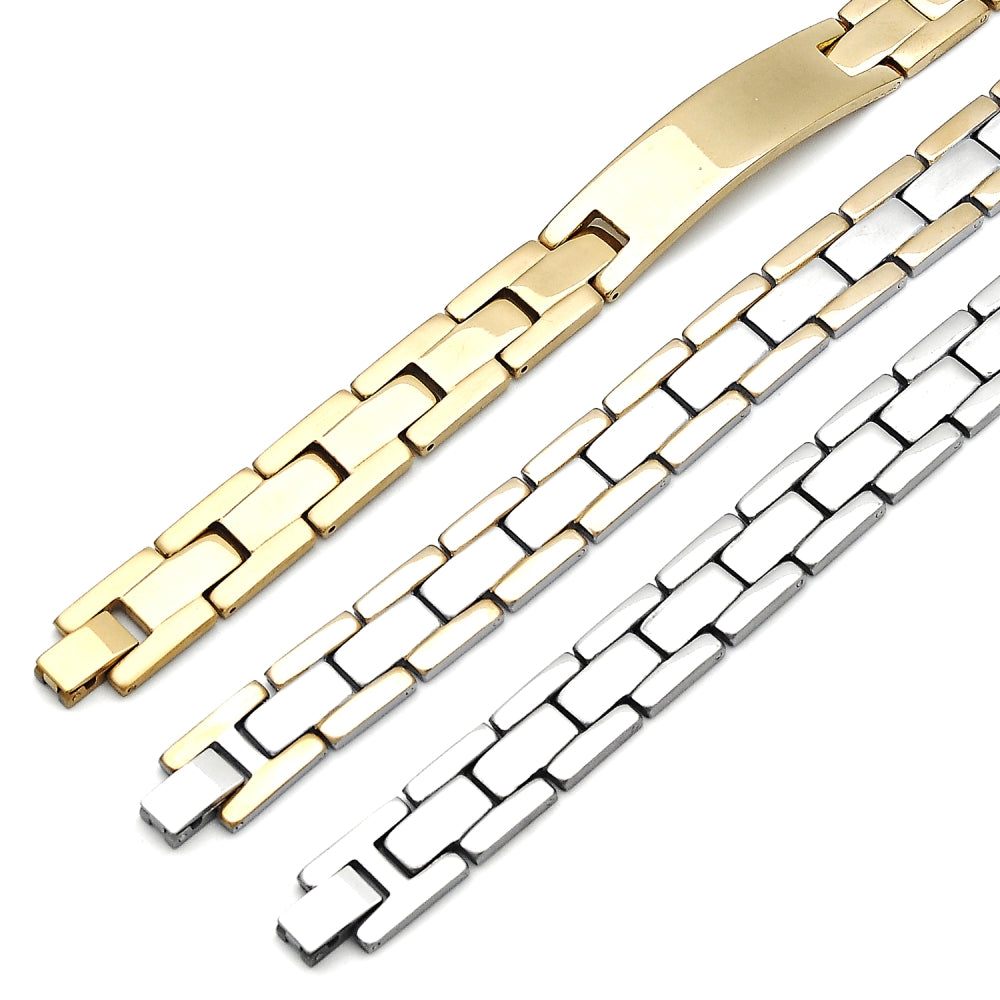 Stainless Steel Solid Bracelet, Polished, Two Tone