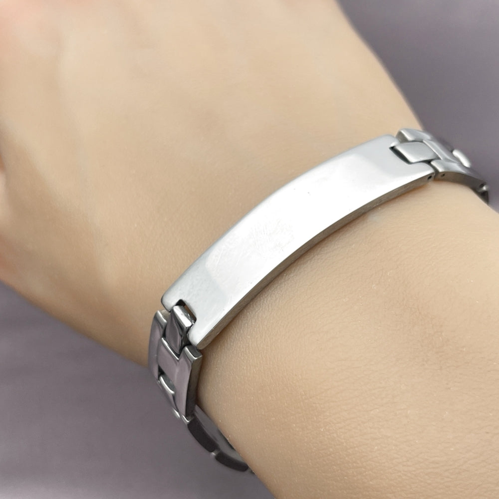 Stainless Steel Solid Bracelet, Polished, Steel Finish