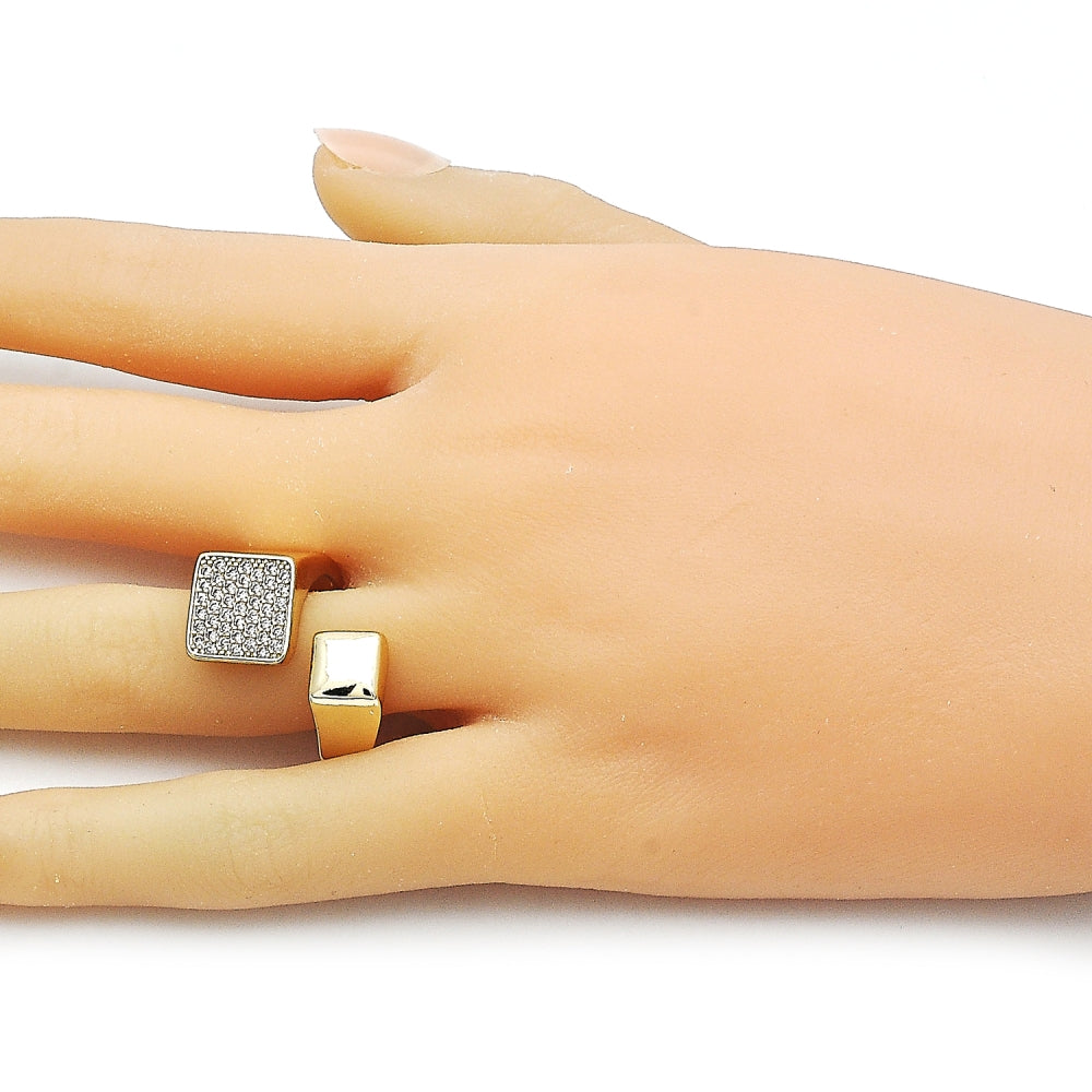 Oro Laminado Multi Stone Ring, Gold Filled Style with White Micro Pave, Polished, Golden Finish