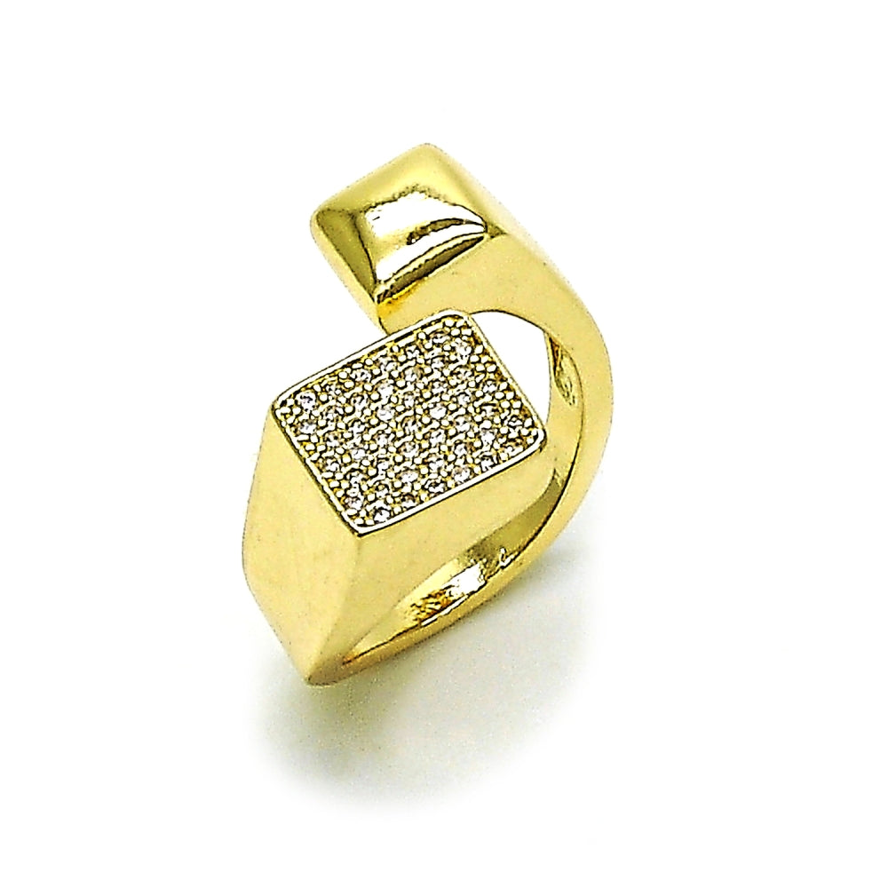 Oro Laminado Multi Stone Ring, Gold Filled Style with White Micro Pave, Polished, Golden Finish
