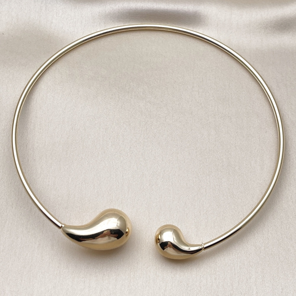Oro Laminado Fancy Necklace, Gold Filled Style Teardrop and Hollow Design, Polished, Golden Finish