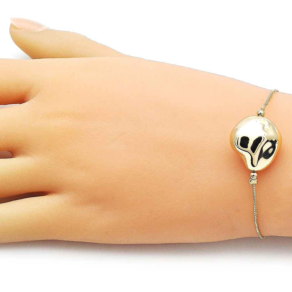Oro Laminado Fancy Bracelet, Gold Filled Style Box Design, Polished, Golden Finish