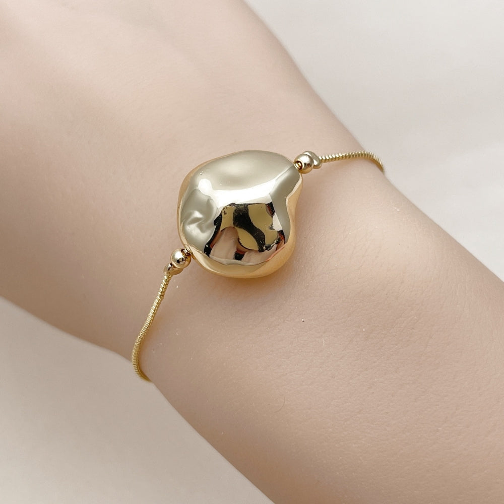 Oro Laminado Fancy Bracelet, Gold Filled Style Box Design, Polished, Golden Finish