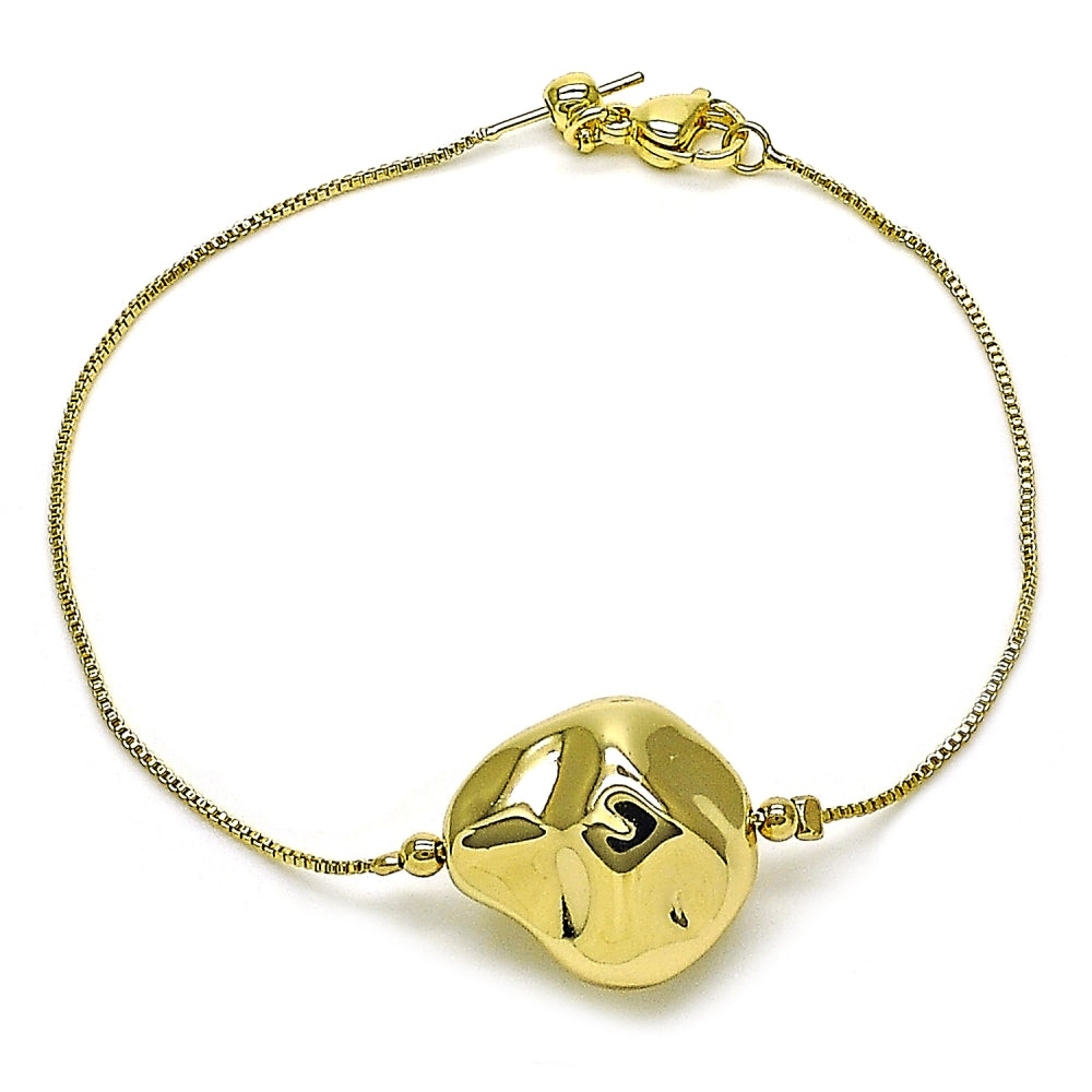 Oro Laminado Fancy Bracelet, Gold Filled Style Box Design, Polished, Golden Finish