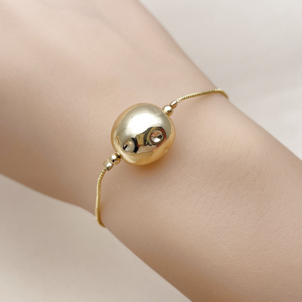 Oro Laminado Fancy Bracelet, Gold Filled Style Box Design, Polished, Golden Finish