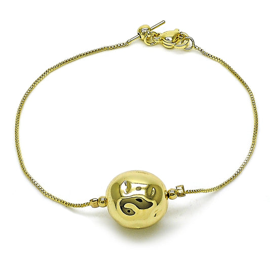 Oro Laminado Fancy Bracelet, Gold Filled Style Box Design, Polished, Golden Finish