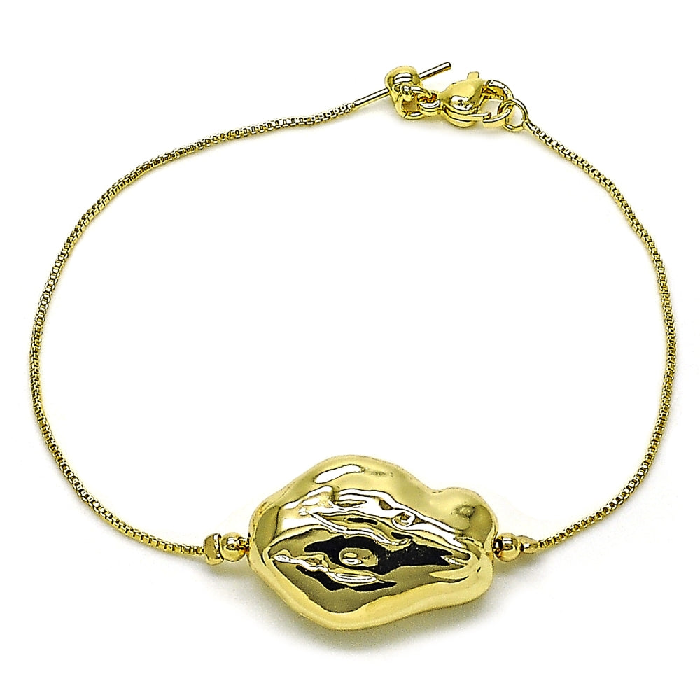 Oro Laminado Fancy Bracelet, Gold Filled Style Box Design, Polished, Golden Finish