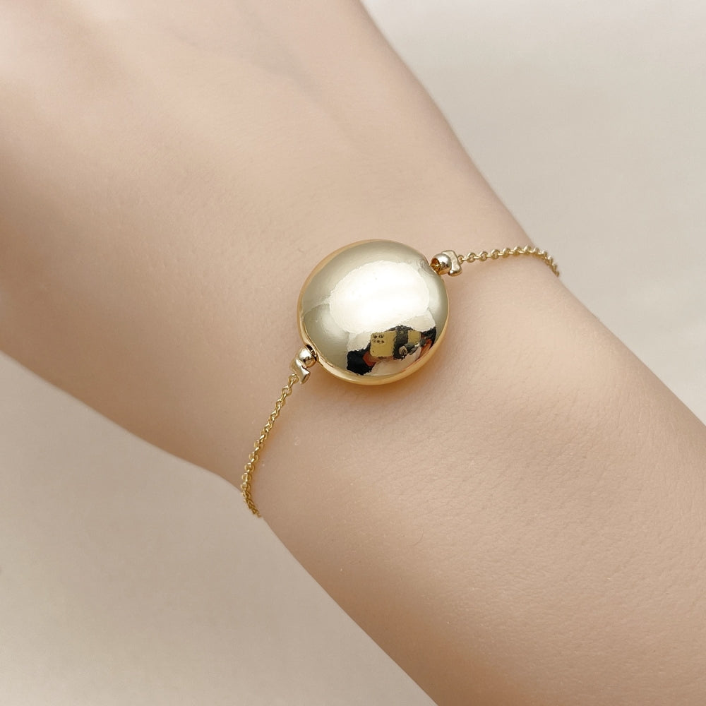 Oro Laminado Fancy Bracelet, Gold Filled Style Ball and Hollow Design, Polished, Golden Finish