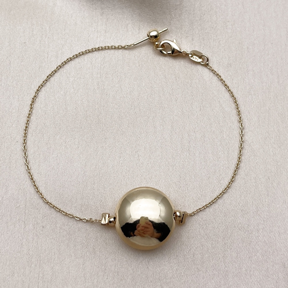 Oro Laminado Fancy Bracelet, Gold Filled Style Ball and Hollow Design, Polished, Golden Finish