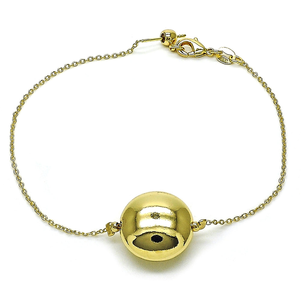 Oro Laminado Fancy Bracelet, Gold Filled Style Ball and Hollow Design, Polished, Golden Finish