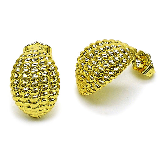 Oro Laminado Stud Earring, Gold Filled Style Polished, Golden Finish