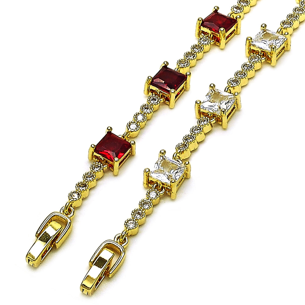 Oro Laminado Fancy Bracelet, Gold Filled Style with White Cubic Zirconia, Polished, Golden Finish