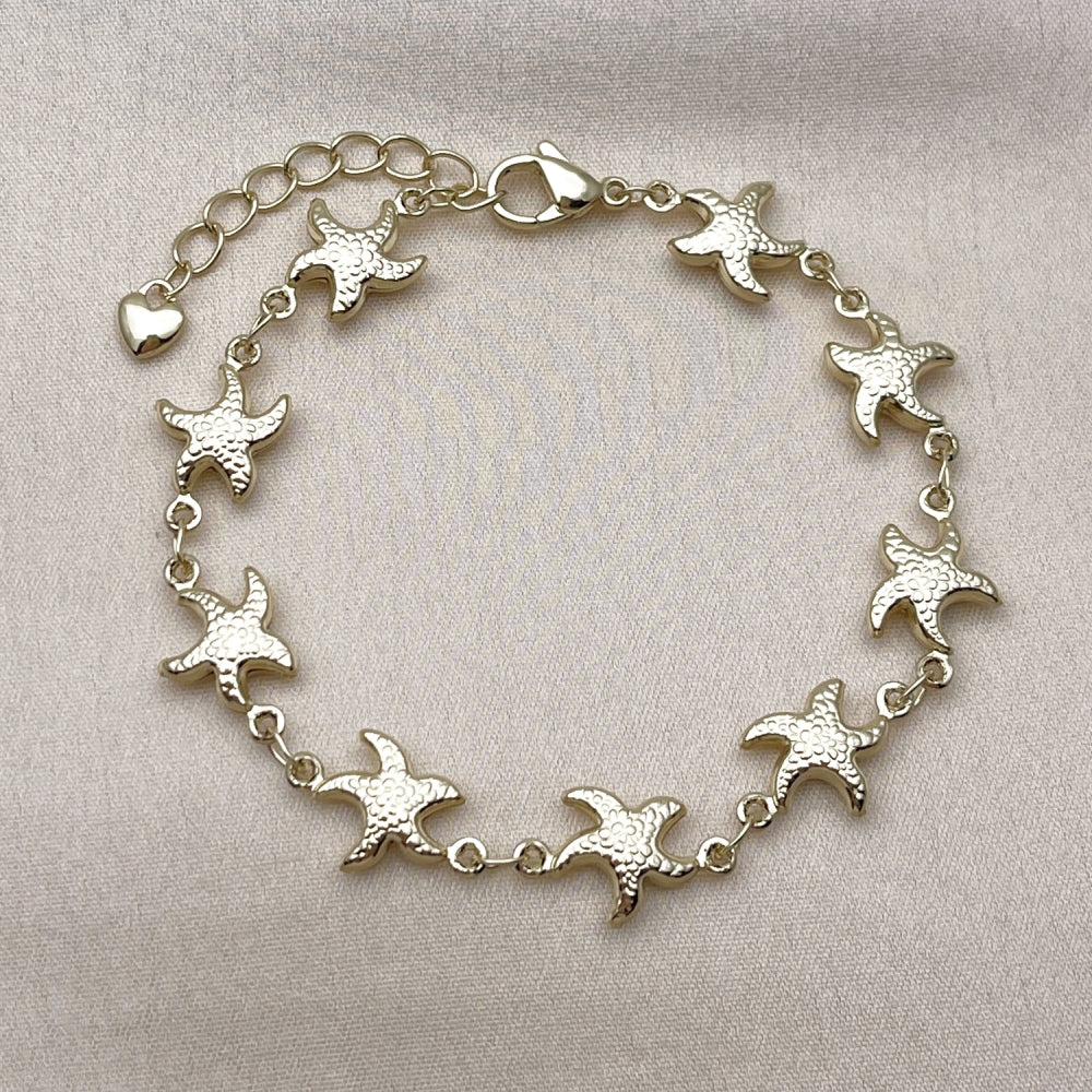 Oro Laminado Fancy Bracelet, Gold Filled Style Star and Hollow Design, Polished, Golden Finish