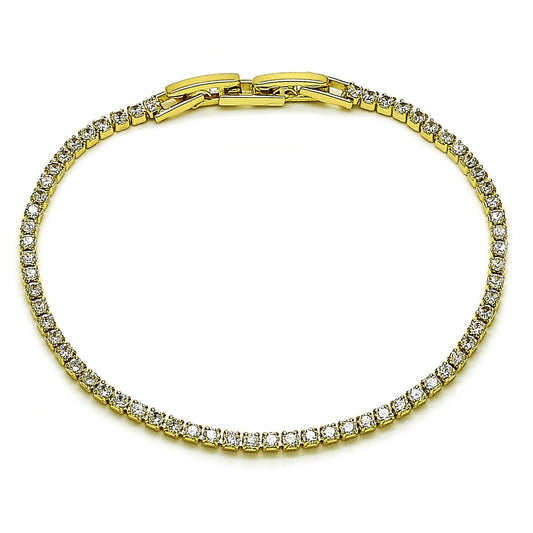 Oro Laminado Tennis Bracelet, Gold Filled Style with White Cubic Zirconia, Polished, Golden Finish