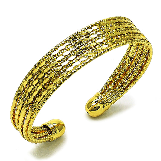 Oro Laminado Individual Bangle, Gold Filled Style Twist Design, Diamond Cutting Finish, Golden Finish