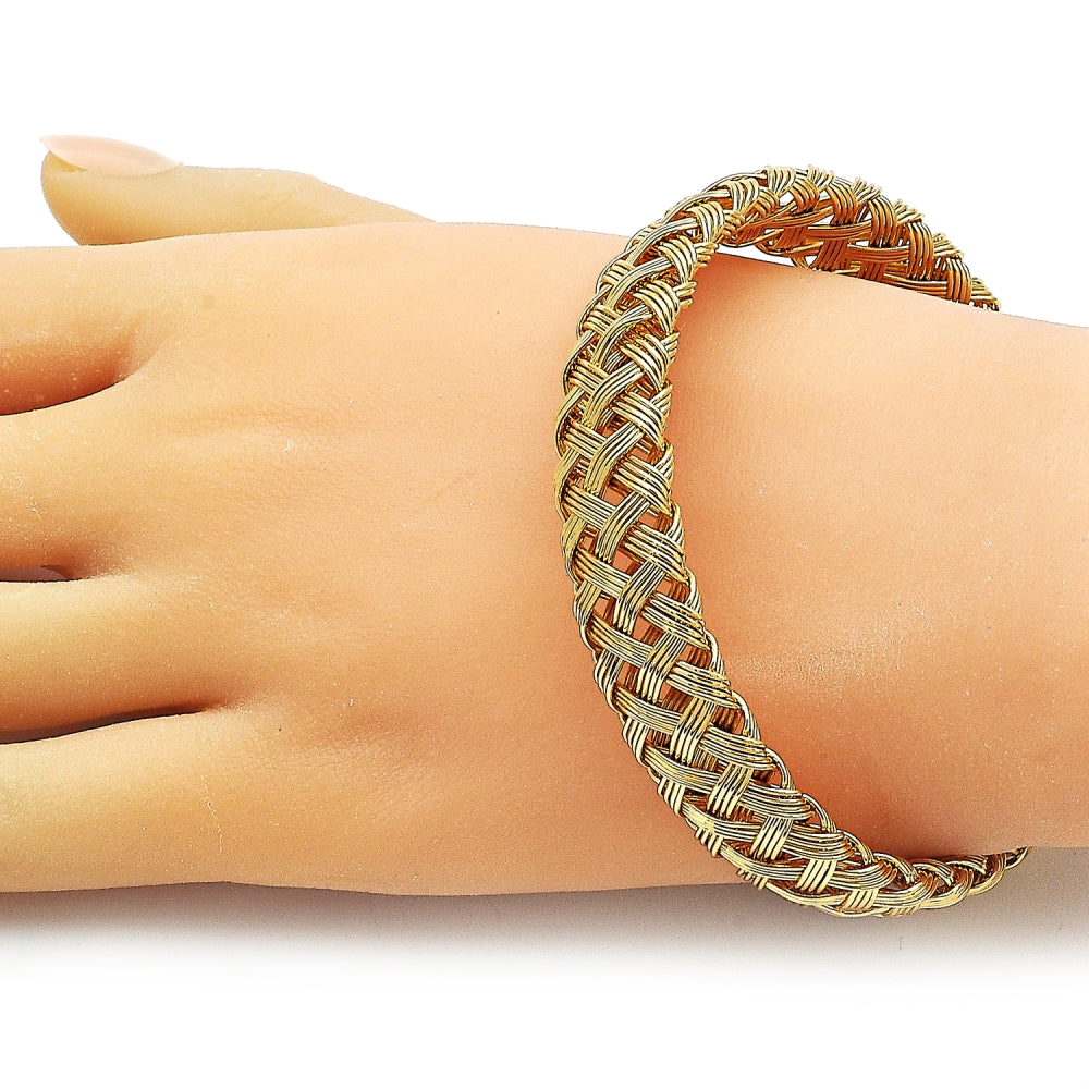 Oro Laminado Individual Bangle, Gold Filled Style Twist Design, Polished, Golden Finish