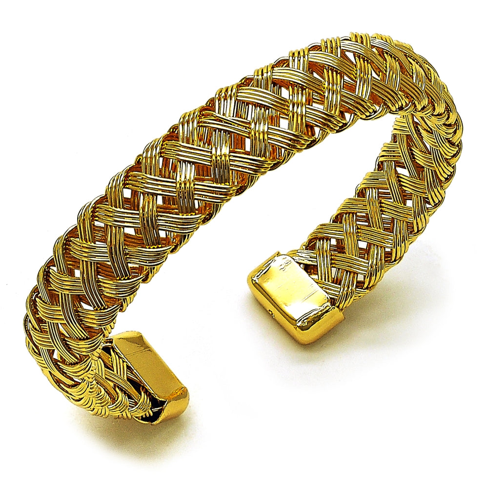 Oro Laminado Individual Bangle, Gold Filled Style Twist Design, Polished, Golden Finish