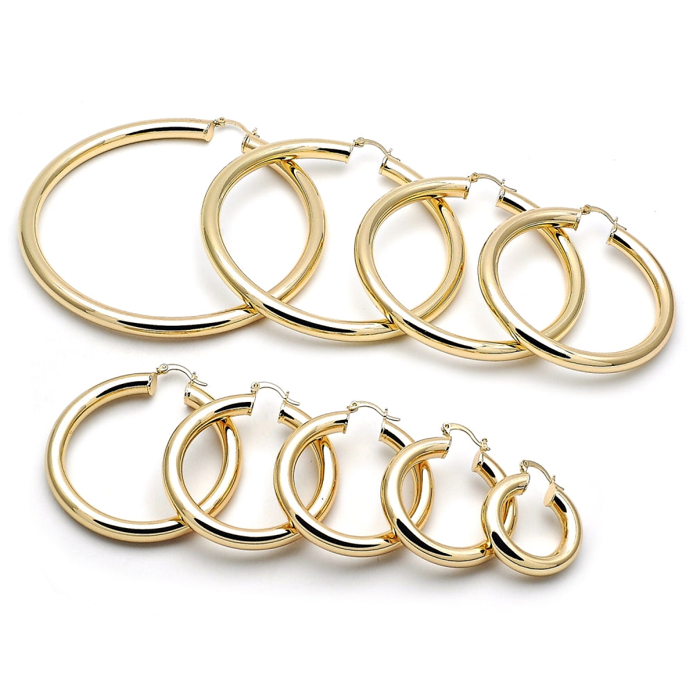 Oro Laminado Medium Hoop, Gold Filled Style Hollow Design, Polished, Golden Finish