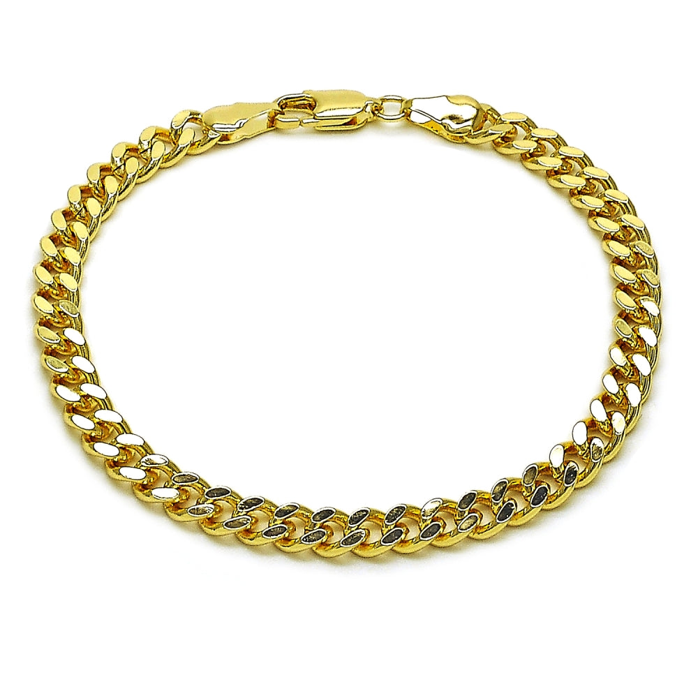 Oro Laminado Basic Bracelet, Gold Filled Style Miami Cuban Design, Polished, Golden Finish