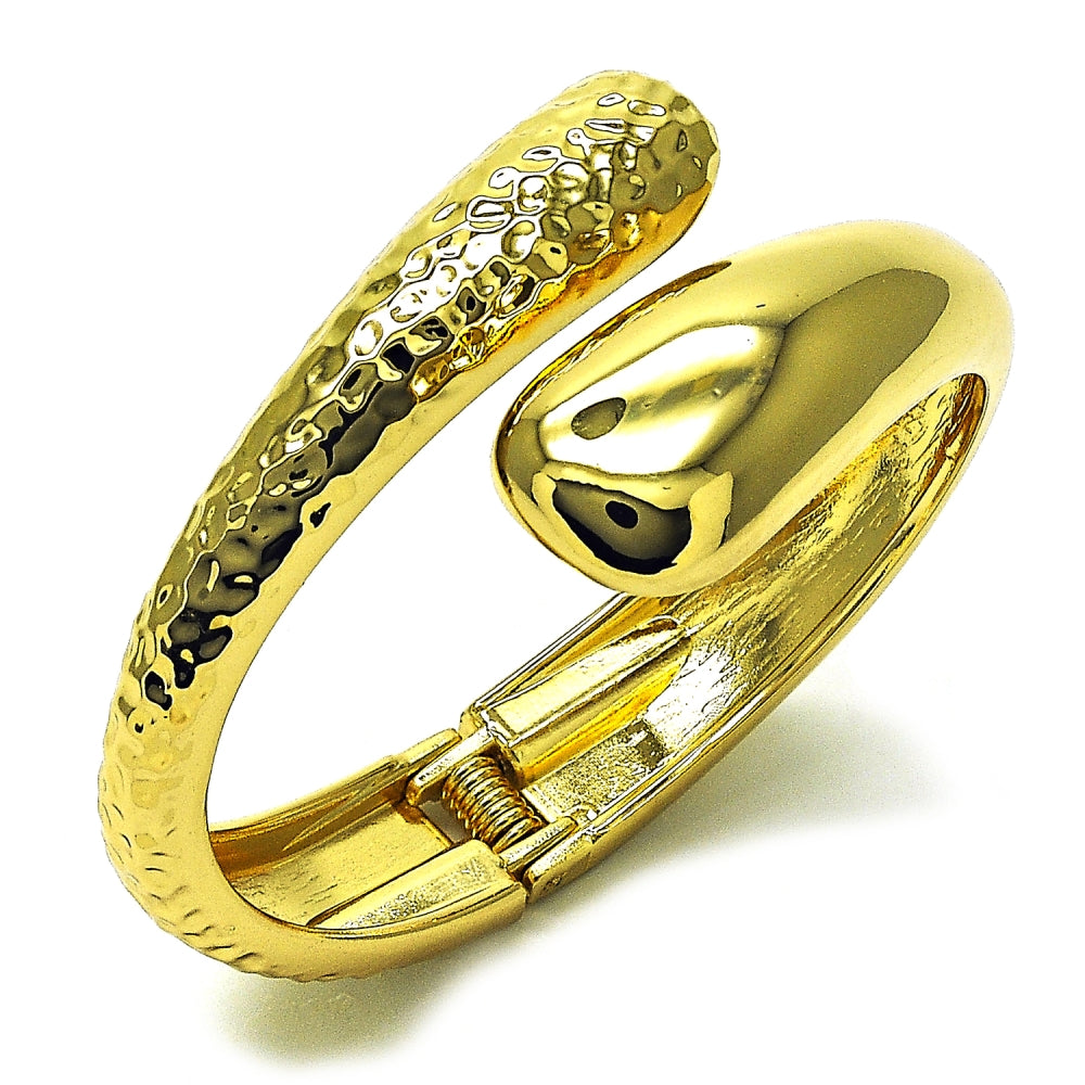 Oro Laminado Individual Bangle, Gold Filled Style Teardrop Design, Polished, Golden Finish