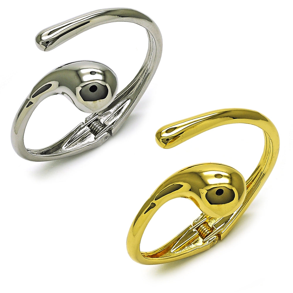 Rhodium Gold Filled Individual Bangle, Teardrop Design, Polished, Rhodium Finish