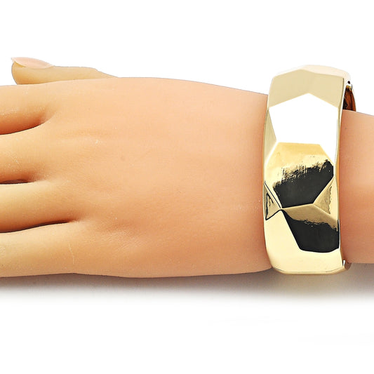 Oro Laminado Individual Bangle, Gold Filled Style Disco Design, Polished, Golden Finish
