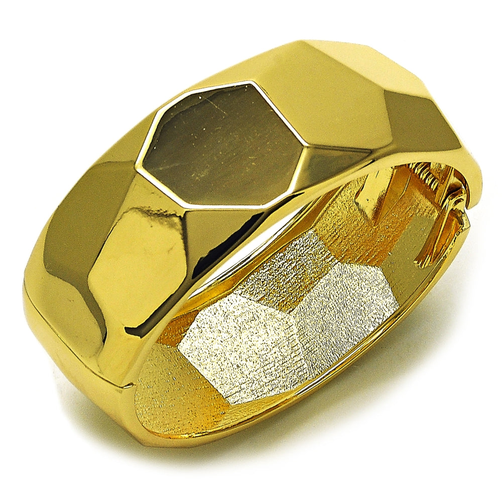 Oro Laminado Individual Bangle, Gold Filled Style Disco Design, Polished, Golden Finish