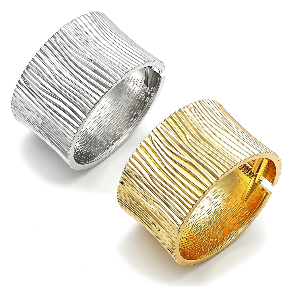 Oro Laminado Individual Bangle, Gold Filled Style Diamond Cutting Finish, Golden Finish
