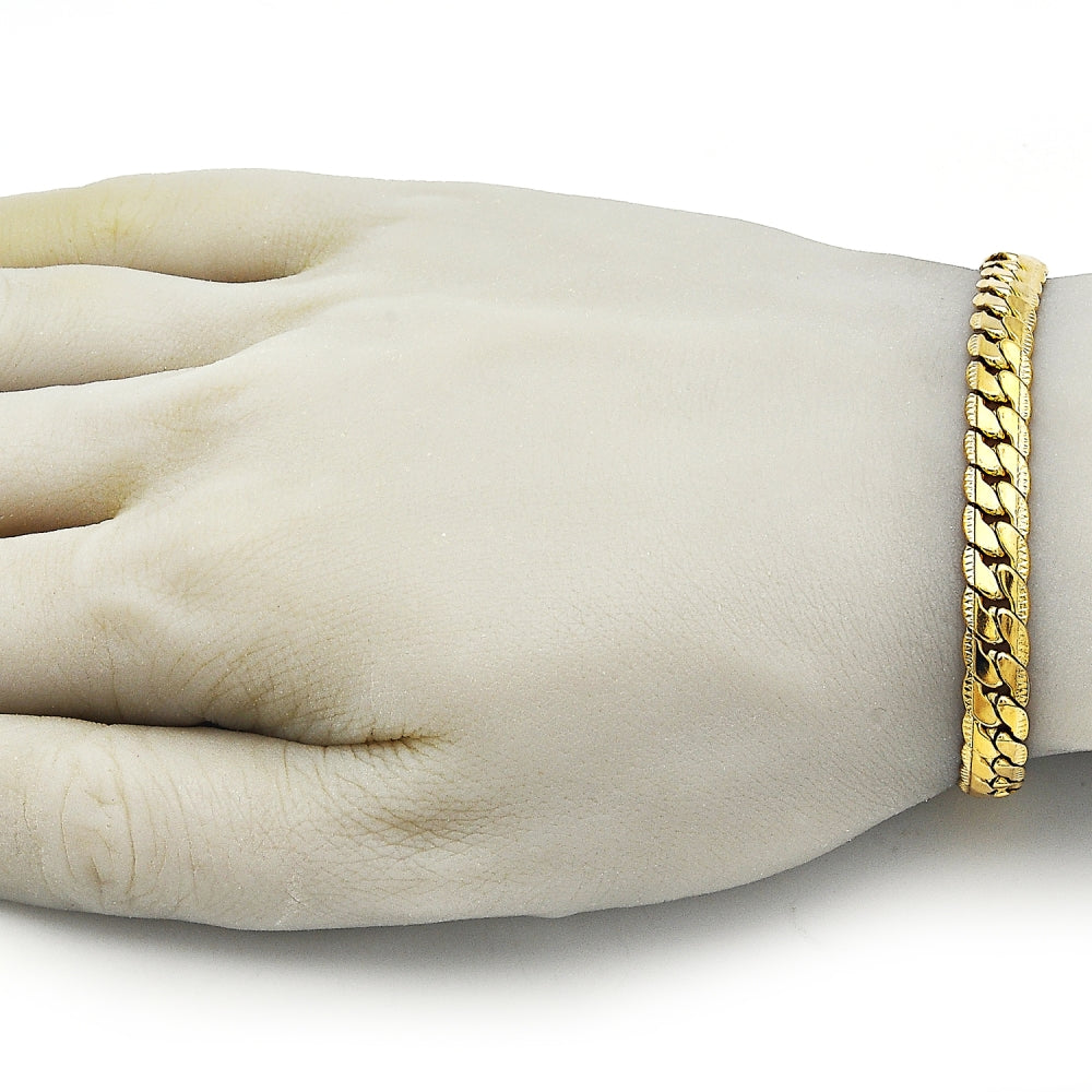 Stainless Steel Basic Bracelet, Curb Design, Polished, Golden Finish