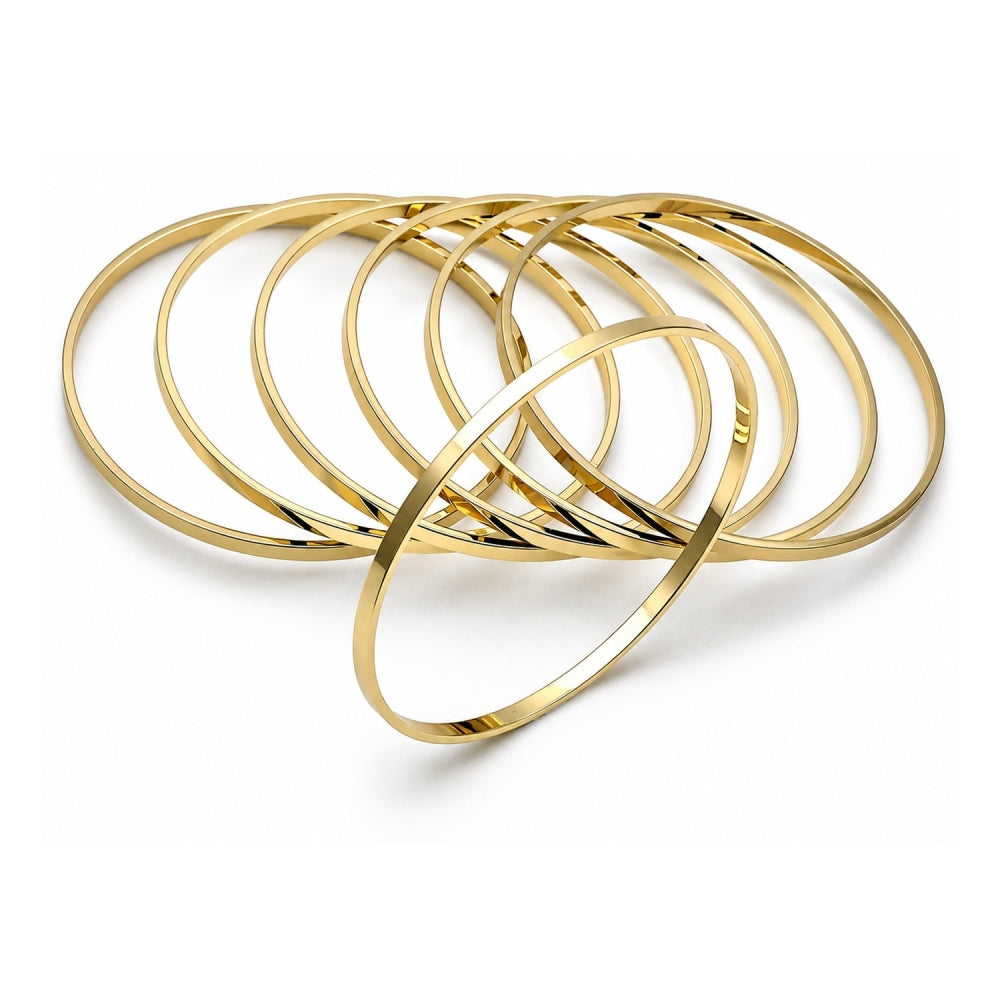Oro Laminado Semanario Bangle, Gold Filled Style Charm Bar Design, Polished, Golden Finish