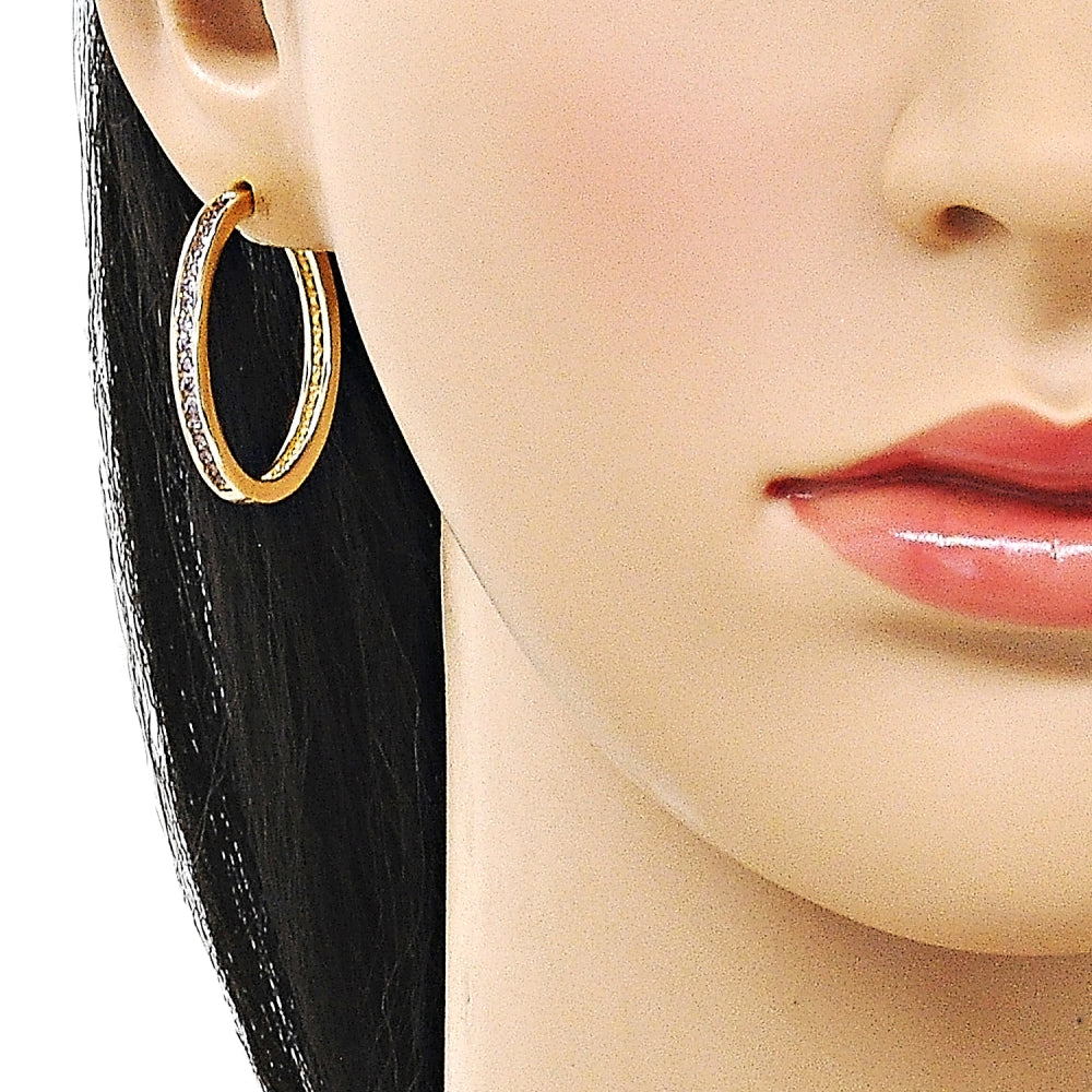 Oro Laminado Huggie Hoop, Gold Filled Style with Amethyst Cubic Zirconia, Polished, Golden Finish