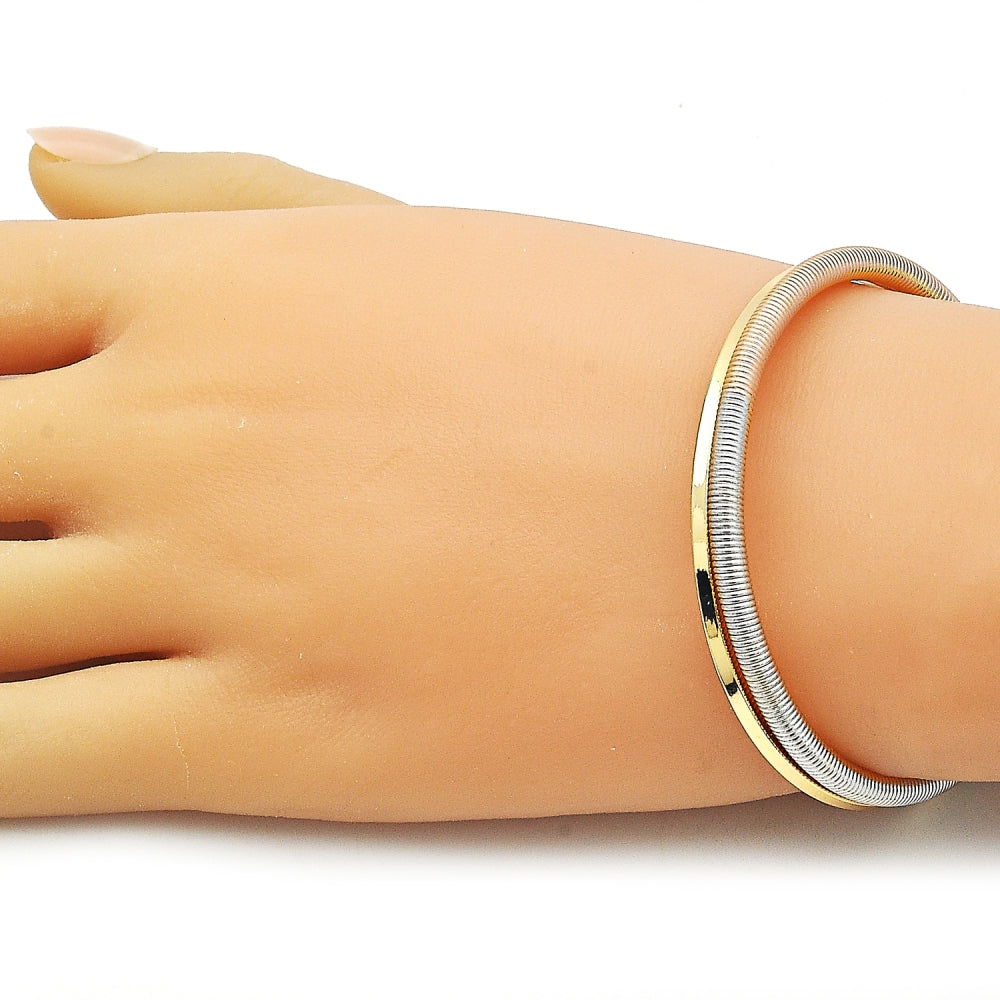 Oro Laminado Individual Bangle, Gold Filled Style Twist Design, Polished, Tricolor