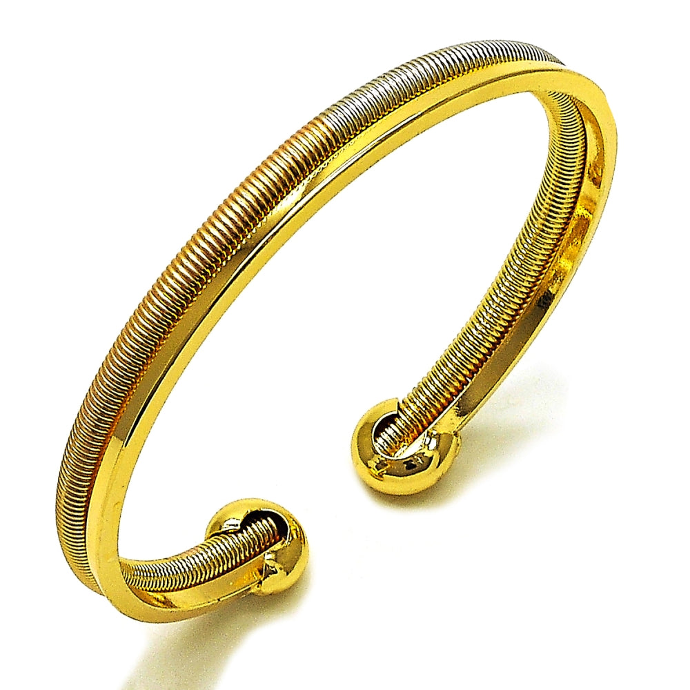 Oro Laminado Individual Bangle, Gold Filled Style Twist Design, Polished, Tricolor