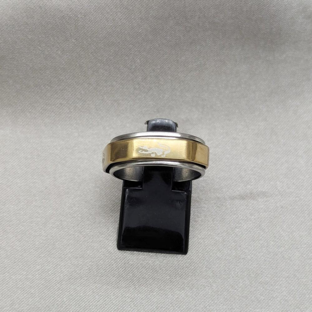 Stainless Steel Mens Ring, Butterfly and Dolphin Design, Polished, Two Tone