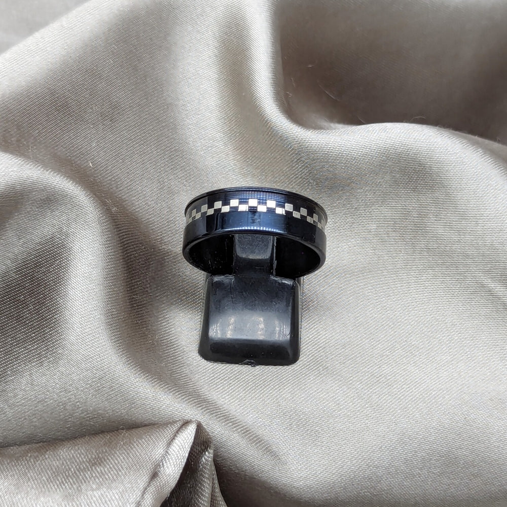 Stainless Steel Mens Ring, Polished, Black Rhodium Finish