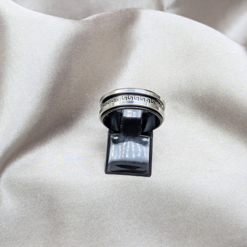 Stainless Steel Mens Ring, Double Design, Black Polished, Black Rhodium Finish