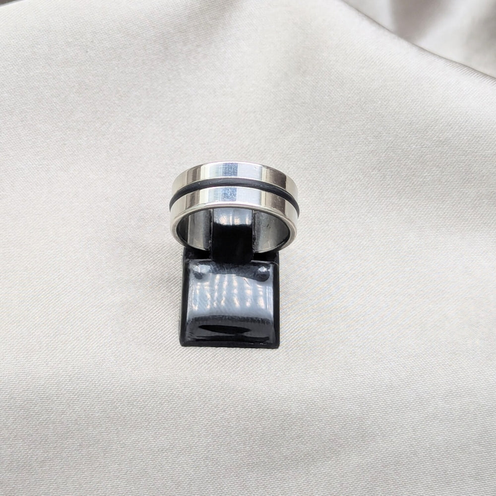 Stainless Steel Mens Ring, Polished, Two Tone
