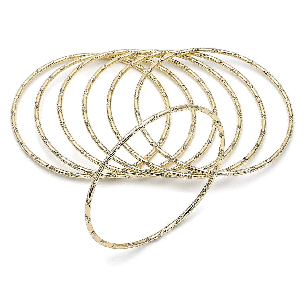 Oro Laminado Semanario Bangle, Gold Filled Style Diamond Cutting Finish, Golden Finish