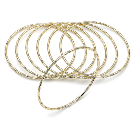 Oro Laminado Semanario Bangle, Gold Filled Style Diamond Cutting Finish, Golden Finish