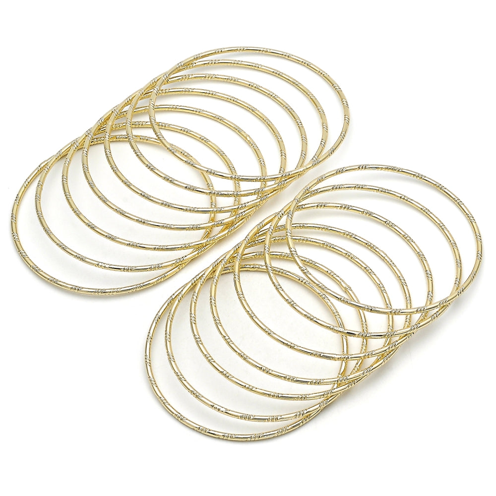 Oro Laminado Semanario Bangle, Gold Filled Style Diamond Cutting Finish, Golden Finish