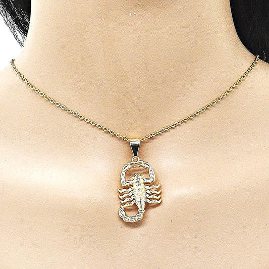 Oro Laminado Religious Pendant, Gold Filled Style Scorpion Design, Polished, Golden Finish