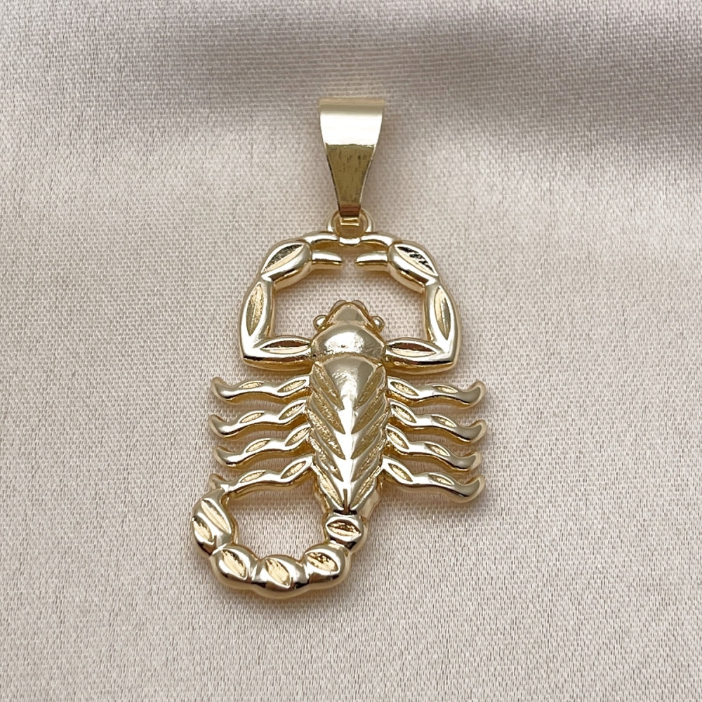 Oro Laminado Religious Pendant, Gold Filled Style Scorpion Design, Polished, Golden Finish