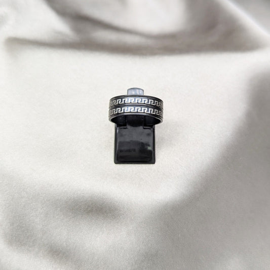 Stainless Steel Mens Ring, Black Polished, Black Rhodium Finish